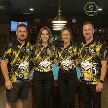 Load image into Gallery viewer, Custom Yellow Funny Beer Billiard Shirt for Men Billiard Jersey 8 Ball Pool Shirt Outfit BHT23