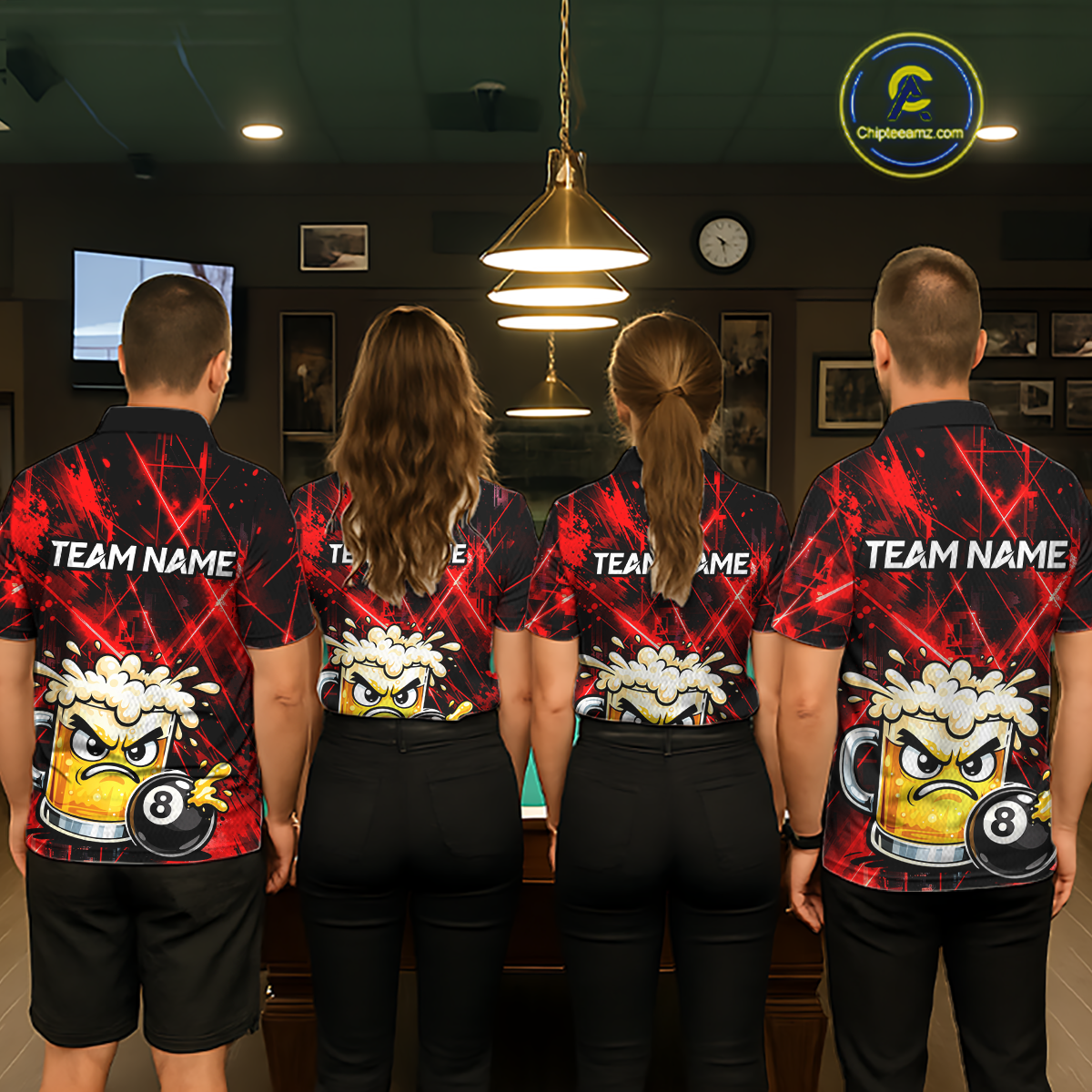 Custom Red Funny Beer Billiard Shirt for Women Billiard Jersey 8 Ball Pool Shirt Outfit BHT23