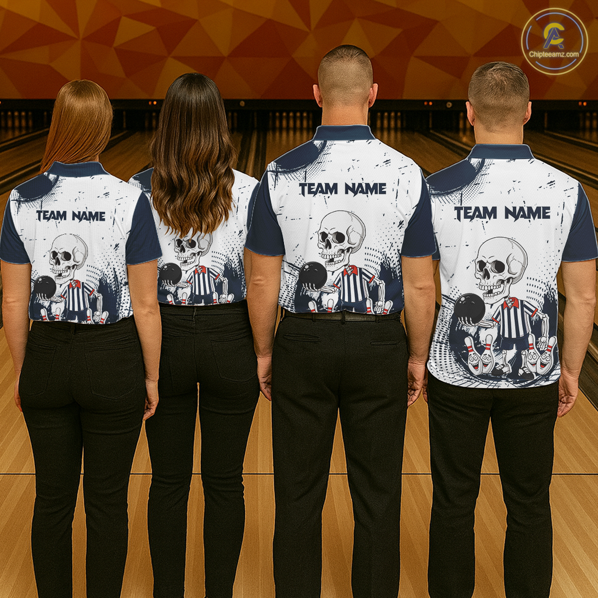 Skeleton Bowling Team Shirt for Women Personalized Funny Bowling Team Jersey Polo & 1/4-Zip QZT818