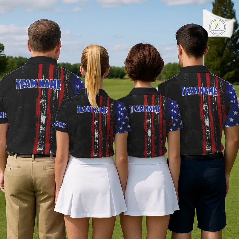Custom Womens Golf Polo Shirt USA Flag, Golf Family Team Shirt, School Team Golf Shirt, Patriotic Golf Shirt NHT715