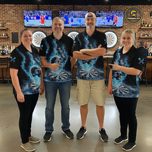 Load image into Gallery viewer, Custom Blue Ice Smoke Skull Dartboard Darts Polo Shirt For Men Dart League Jerseys NYN2122