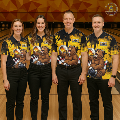 Custom Beer Bear Bowling Jersey for Women Bowling Team Shirts Bowling Polo & 1/4 Zip HNT265