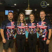 Load image into Gallery viewer, Grunge US Flag Eagle 8 Ball &amp; 9 Ball Billiard Pool Shirt For Women Custom Patriotic Billiard Appeal NYN2762