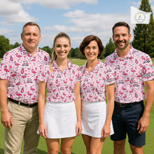 Load image into Gallery viewer, Funny Pink Flamingo Pattern Womens Golf Polo Shirt Custom Name Hawaiian Flamingo Golf Shirts NHN0191