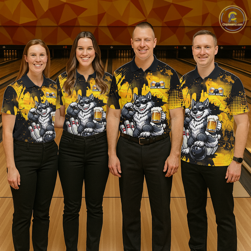 Custom Beer Wolf Bowling Jersey for Women Bowling Team Shirts Bowling Polo & 1/4 Zip HNT264