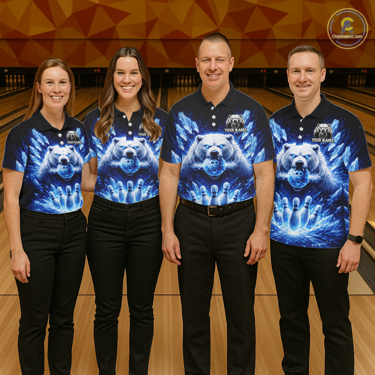 Custom Polar Beer Bowling Shirt for Men Ice Bowling Jersey Polo & 1/4-Zip Bowling Uniform for Team QZT972