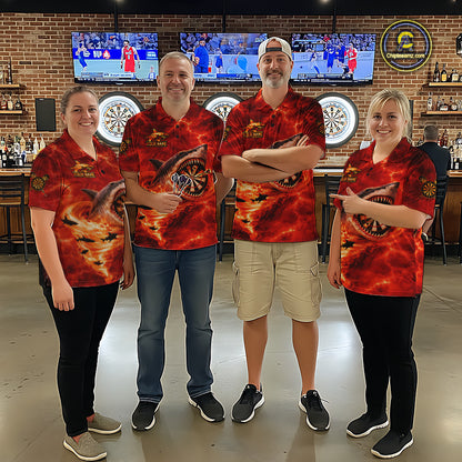 Fire Flame Tornado Funny Shark Darts Quarter-Zip Shirt For Women Custom Dart Team League Shirt|Red NYN2657