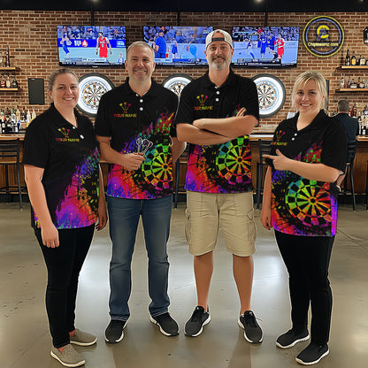 Colorful Splatter Dartboard Grunge Dart Polo Shirts For Women Custom Name For Darters NYN2281
