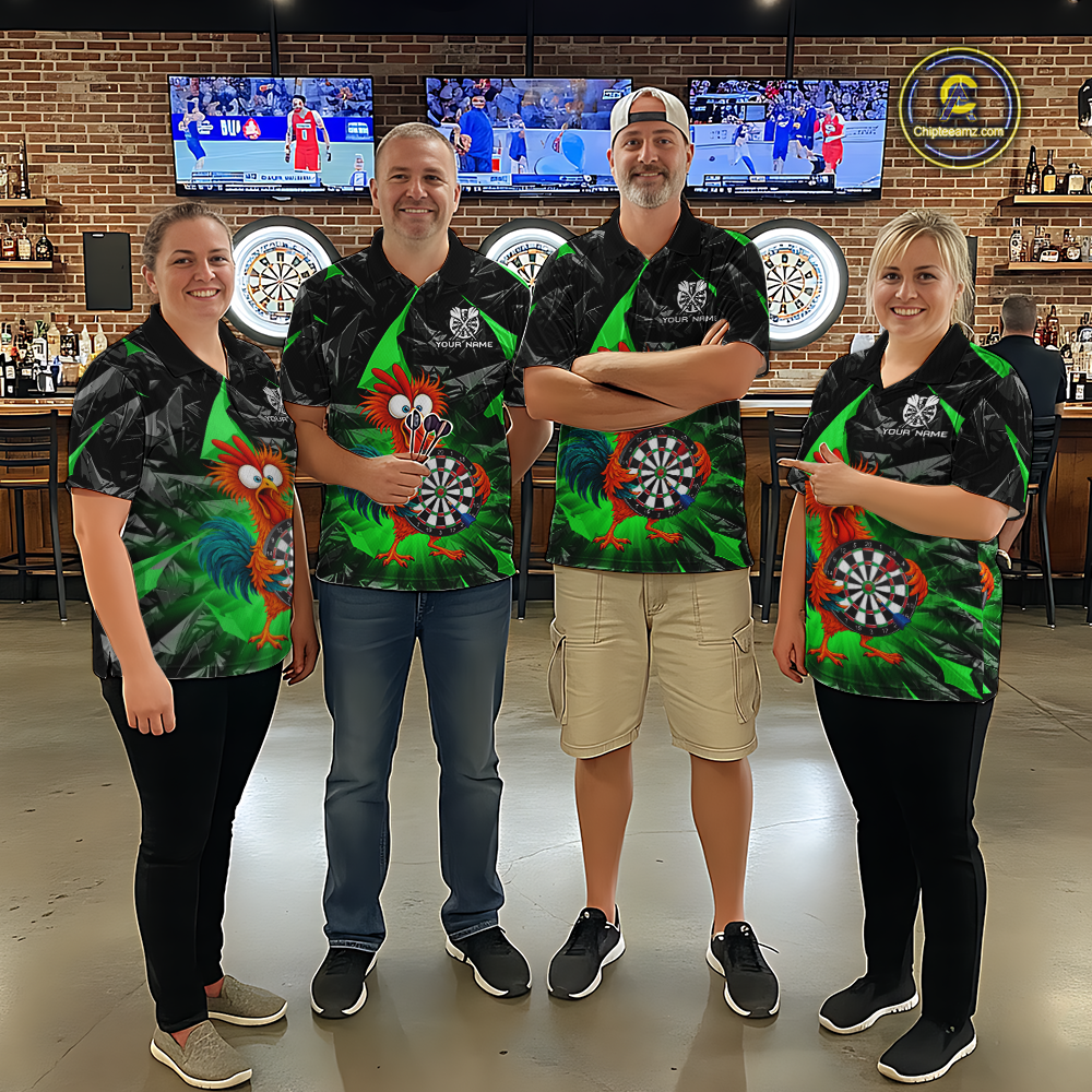 Custom Funny Green Chicken Dart Shirts For Women Dart Board Gifts Darts Team Jerseys Dart League NNT152
