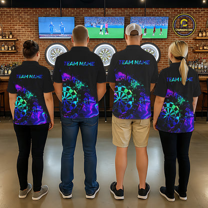 Blue Holographic Dartboard Grunge Darts Polo Shirts For Men Custom Name For Darters NYN2706