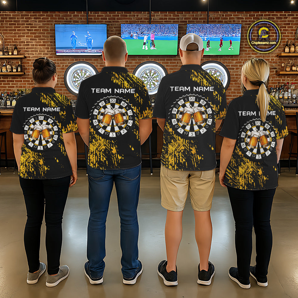 Personalized Funny Beer Cheer And Play Darts Polo & 1/4-Zip Shirt For Men Beers Dart Team Jerseys NYN2946