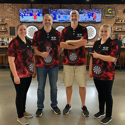 Custom Red Dragon Darts Board Dart Shirts For Men Darts Team Jerseys Polo & 1/4 Zip NNT121