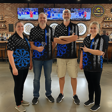 Load image into Gallery viewer, Custom Blue US Flag Darts Shirt for Men Darts Team Jerseys Dart Tournament Polo &amp; 1/4 Zip NNT116