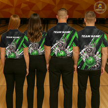 Load image into Gallery viewer, Custom Green Raccoon Bowling Jersey for Women Bowling Team Shirts Bowling Polo &amp; 1/4 Zip HNT254