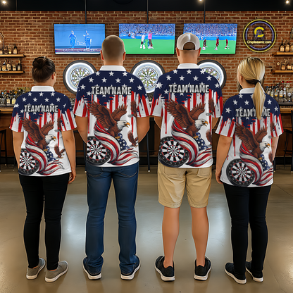 US Flag Eagle 3D Dartboard Men Darts Team Shirt Personalized Patriotic Dart Polo Jerseys NYN2571