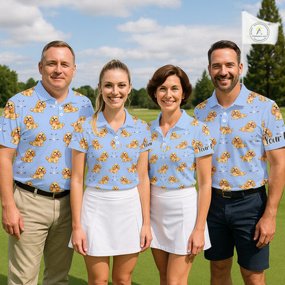 Funny Cocker Spaniel Womens Golf Polo Shirt Custom Blue Pattern Team Ladies Golf Tops, Dog Lover Gift Nhn0210