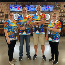 Load image into Gallery viewer, Funny Rich Cool Shark Hold Dartboard Women Darts Polo Shirt Custom Pop Art Dart League Shirt NYN2646