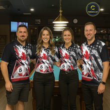 Load image into Gallery viewer, Personalized Smoke Canada Flag Billiard 8 Ball Pool Shirt Custom Patriotic Billiard Appeal For Women NYN2770