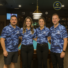 Load image into Gallery viewer, Custom Blue Camo 8 Ball Billiard Shirts for Women Billiard League Billiard Team Shirts NNT106