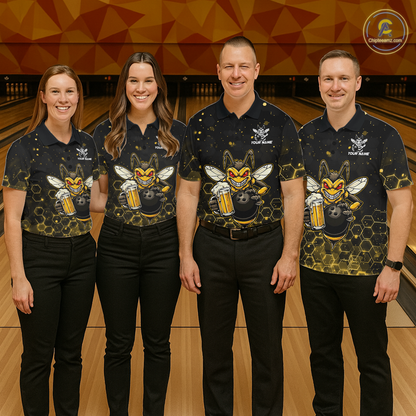 Custom Funny Beer Bee Bowling Jersey for Women Bowling Team Shirts Polo & 1/4 Zip HNT191