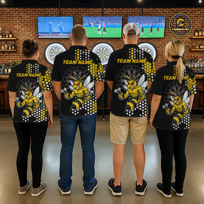 Custom Funny Bee Dart Team Shirt for Women Dart League Jersey Polo & 1/4-Zip Dartboard Shirt Outfit DHT17