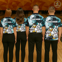 Load image into Gallery viewer, Custom Teal Funny Duck Bowling Jersey for Women Bowling Uniform Polo &amp; 1/4 Zip Bowling Team Shirts HNT237
