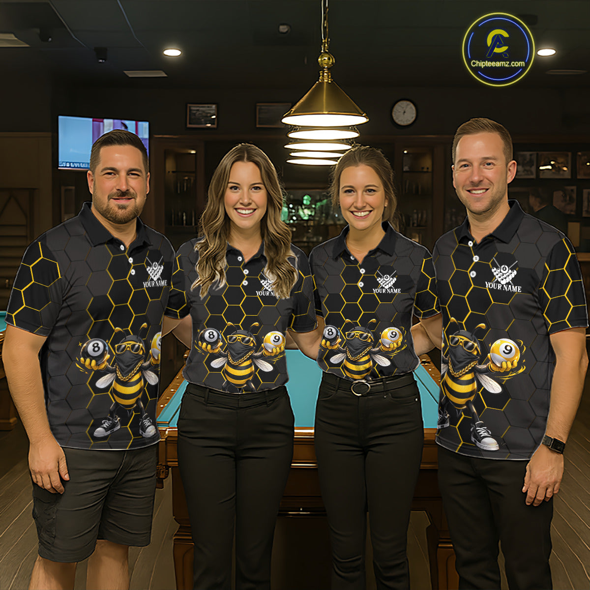 Hexagon Funny Thief-Bee 8 Ball And 9 Ball Women Billiard Pool Jersey Custom Billiard Team Appeal NYN2760