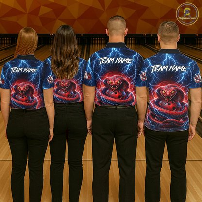 Blue Lightning Thunder Red Snake Bowling Shirt for Men Custom Bowling Team Jersey Bowling Outfit QZT994