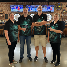 Load image into Gallery viewer, Cracked Grunge Teal Smokes Skull Dartboard Women Darts 1/4-Zip Shirt Personalized Darts Team Jerseys NYN2598