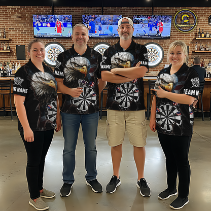 Custom US Flag Eagle Dart Shirts For Men Dart Board Gifts Darts Team Jerseys Dart League NNT154