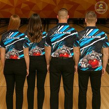Load image into Gallery viewer, Custom Turquoise Raccoon Bowling Jersey for Men Bowling Team Shirts Polo &amp; 1/4 Zip HNT247