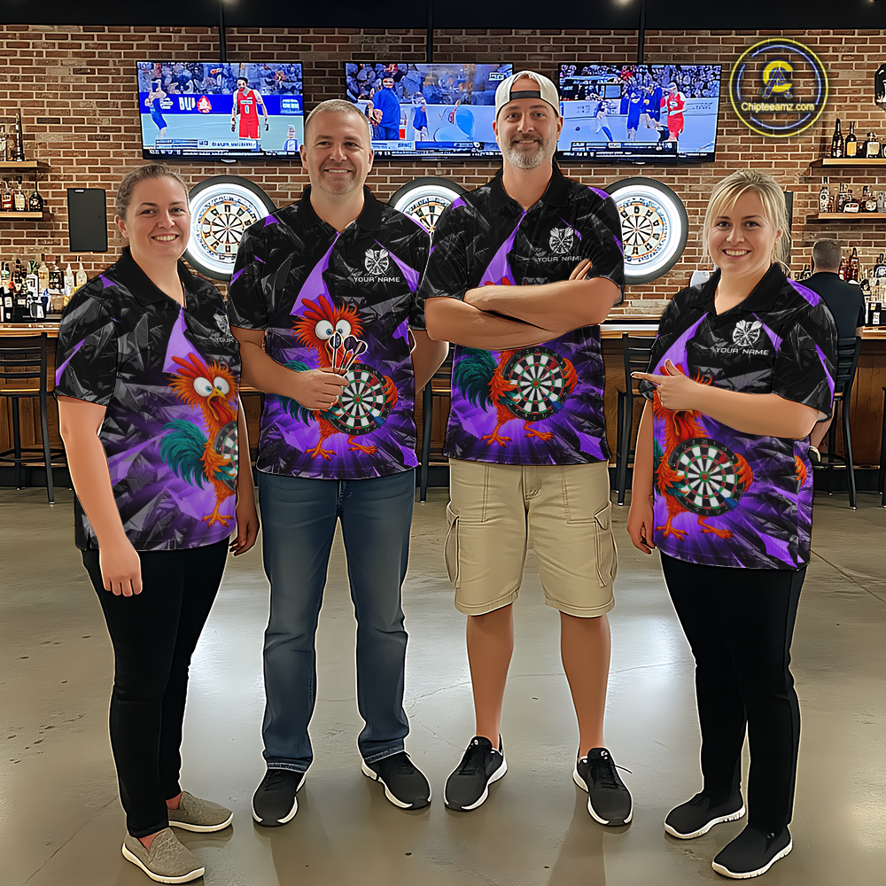 Custom Funny Purple Chicken Dart Shirts For Women Dart Board Gifts Darts Team Jerseys Dart League NNT152