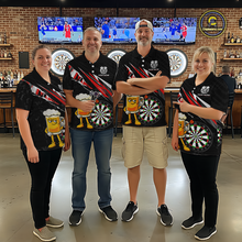 Load image into Gallery viewer, Custom Red Funny Beer Dart Shirts for Women Darts Team Jerseys Dart Tournament Polo &amp; 1/4 Zip NNT139