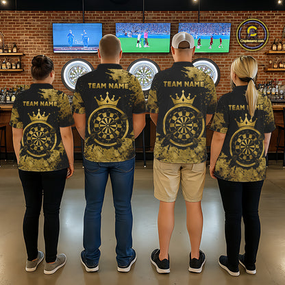 Personalized Grunge Gold Dartboard Men Dart Shirt Custom Name Dart Team Jersey For Darters NYN2968