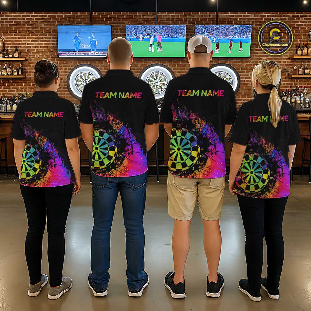 Colorful Splatter Dartboard Grunge Dart Polo Shirts For Women Custom Name For Darters NYN2281