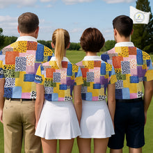 Load image into Gallery viewer, Funny Plaid Womens Golf Polo Shirt Custom Colorful Leopard Square Pattern Team Golf Tops, Golf Gifts NHN0218