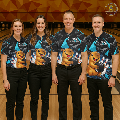 Custom Turquoise Capybara Bowling Jersey for Women Bowling Team Shirts Bowling Polo & 1/4 Zip HNT255