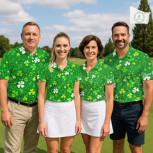 Load image into Gallery viewer, Womens Golf Polo Shirt Custom Green Music Angel Wing Golf Ball St Patricks Day Golf Shirts, Golf Gifts NHN0132