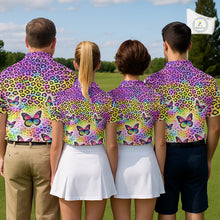 Load image into Gallery viewer, Womens Golf Polo Shirt Colorful Rainbow Leopard Print Custom Butterfly Team Ladies Golf Tops NHN0180