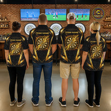 Load image into Gallery viewer, Black Yellow Dartboard Camo Women Darts Polo &amp; 1/4-Zip Shirt Custom Thunder Dart Team Jersey NYN3008