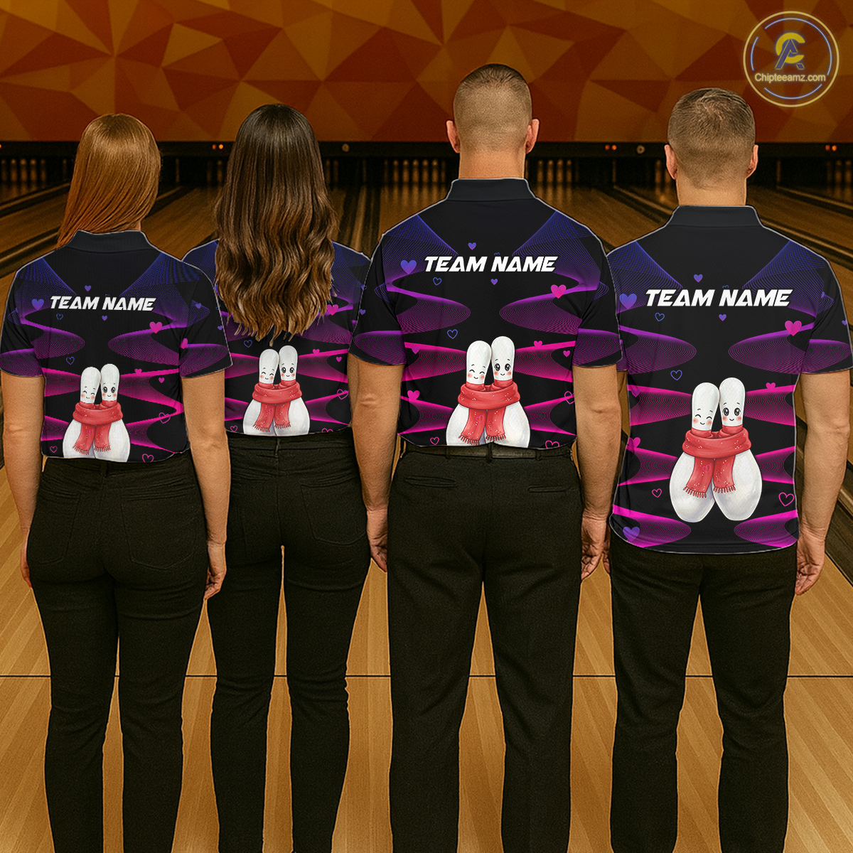 Personalized Valentine Bowling Shirt for Couples Bowling Jersey Pink Bowling Gift Polo & 1/4-Zip QZT870