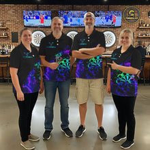 Load image into Gallery viewer, Blue Holographic Dartboard Grunge Darts Polo Shirts For Men Custom Name For Darters NYN2706