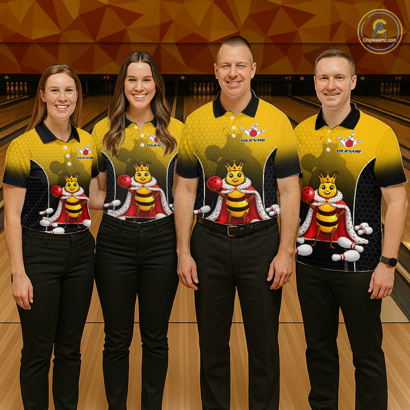 Custom King Bee Bowling Jersey for Men Bowling Team Shirts Bowling Polo & 1/4 Zip HNT266