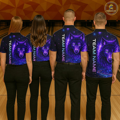 Custom Galaxy Wolf Bowling Jersey for Men Bowling Uniform Polo &1/4 Zip Bowling Team Shirts HNT251