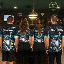 Load image into Gallery viewer, Custom Turquoise Funny Raccoon Billiard Shirt for Women 8 Ball Pool Billiard Jersey Polo &amp; 1/4-Zip BHT5