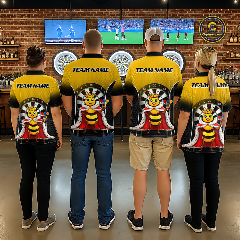 Custom Funny King Bee Dart Shirt Dart Team Jersey for Men Dartboard Polo & 1/4 Zip Shirts NNT164