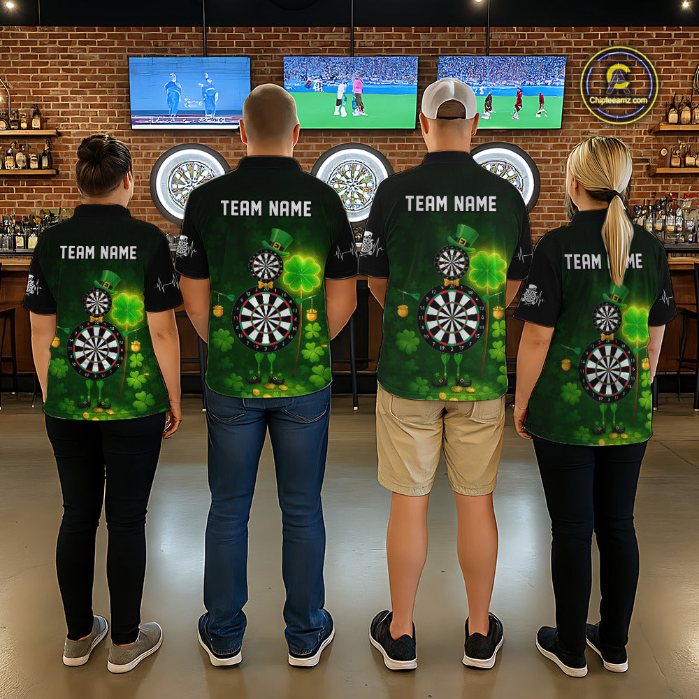 Personalized Funny Dartboard Patrick Day Women Darts Quarter-Zip Shirts Shamrock Dart Team Gifts NYN2185