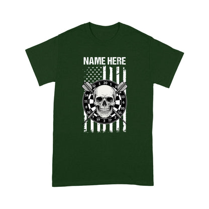 Grunge Darts American Flag Skull T-Shirts Custom Patriotic US Flag Dart Shirts, Darts Player Gifts TDM3908
