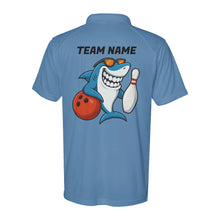 Load image into Gallery viewer, Funny Shark Bowling Performance Polo Bowling Shirts Custom Team Name Bowling Jerseys D03 NQS9872