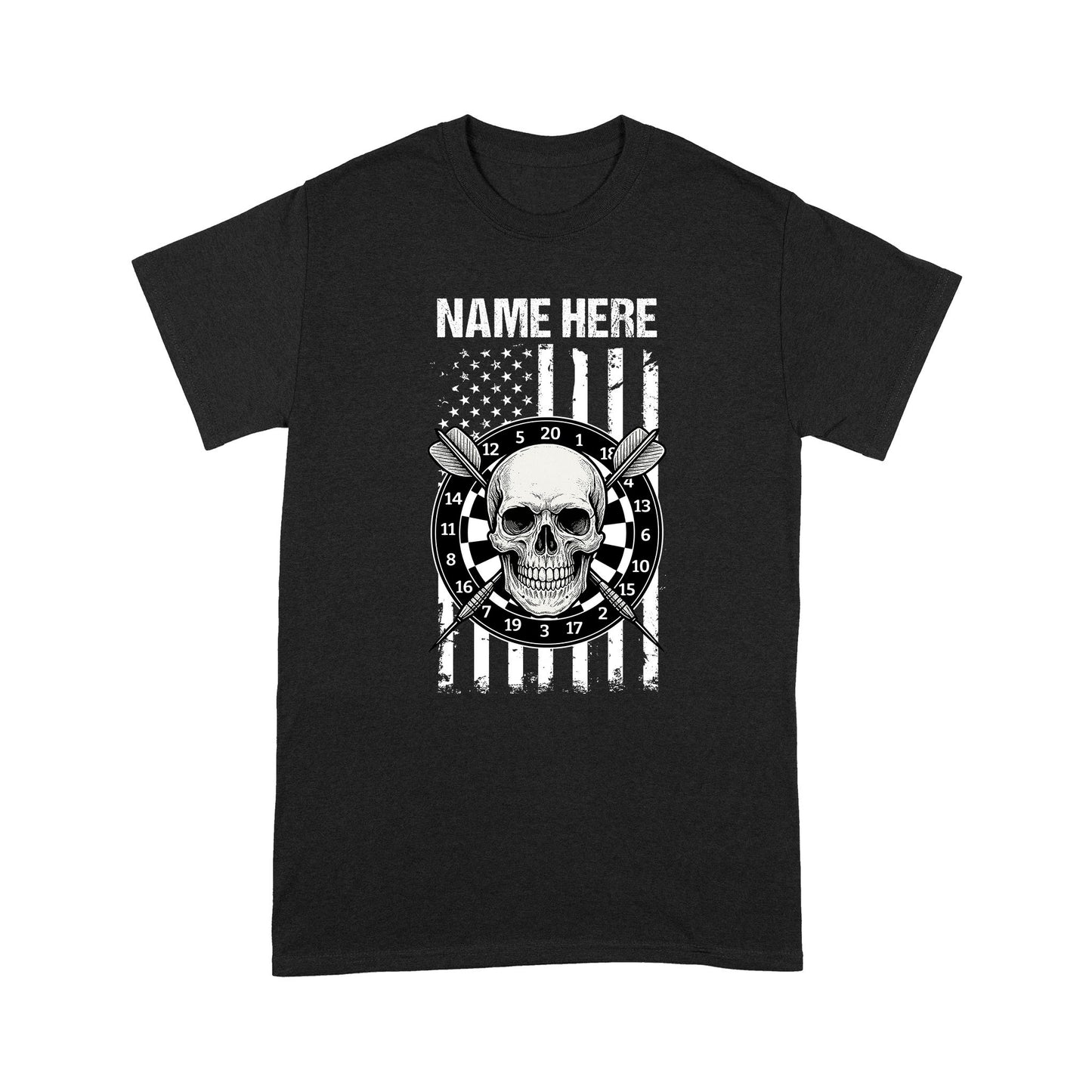 Grunge Darts American Flag Skull T-Shirts Custom Patriotic US Flag Dart Shirts, Darts Player Gifts TDM3908